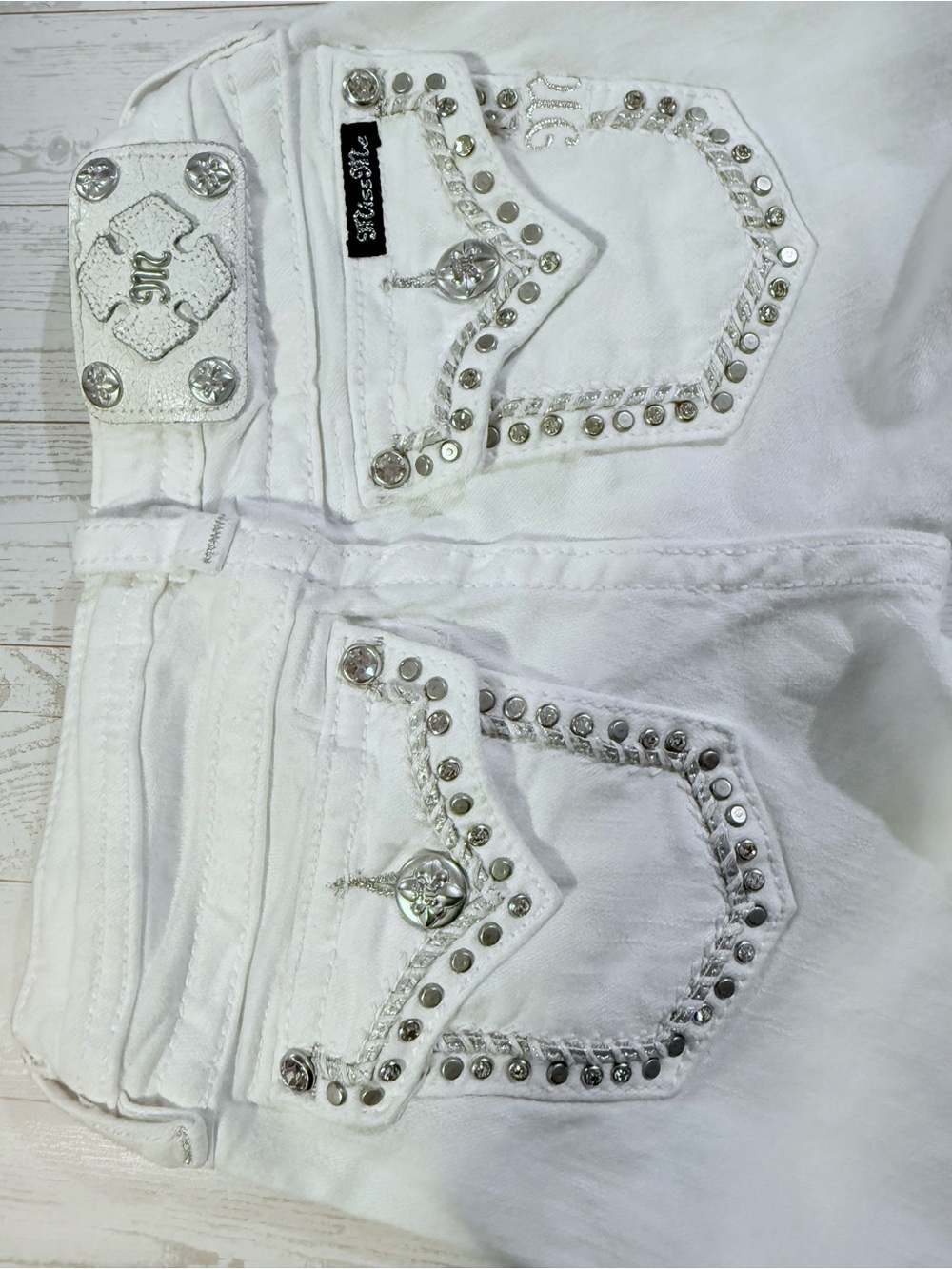 Miss Me White Embellished Kids Jeans